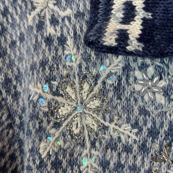 Stitches in Time Women's Full Zip Beaded Embroidered Cardigan Sweater Size Large - Picture 4 of 11